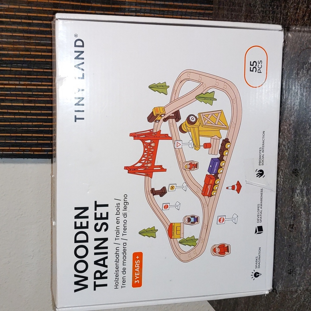 Tiny Land Wooden Train Set - 55 Pieces Tracks People Train Accessories COMPLETE!